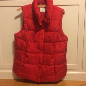 Red puffy vest